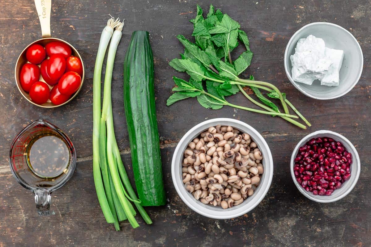 ingredients for black eyed pea salad